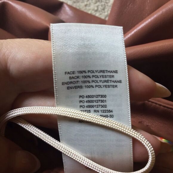 Wilfred Aritzia High Tied Faux Leather Brown Pants - Picture 9 of 9